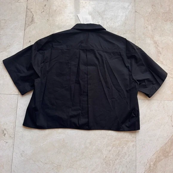 A.L.C Jade Black Cotton Eyelet Embroidered Short Sleeves Blouse Top size L - Picture 7 of 14